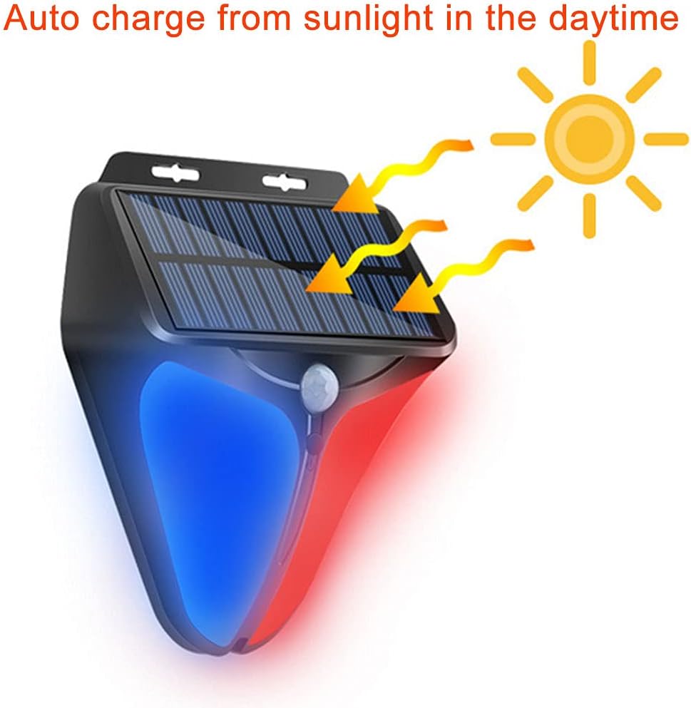 Aolyty Solar Strobe Warning Lights with 90DB Alarm Outdoor 2Pack, 4 Working Modes Solar Power Motion Sensor Alarm Light Waterproof Security Siren Light for Fence Pasture Home Farm Barn Villa Yard