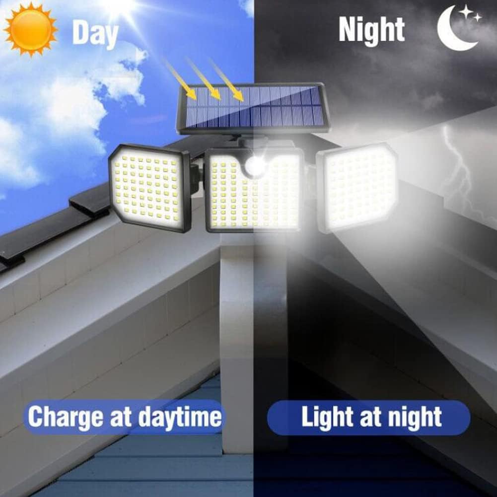 Aolyty Solar Motion Sensor Lights - IP65 Waterproof Solar Strobe Wall Lights with White, Red & Blue Flashing for Patio & Yard