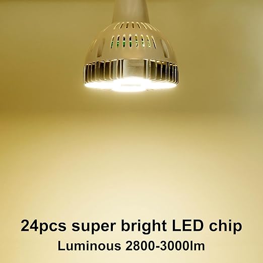 Aolyty 35w (75W Equivalent) PAR30 LED Bulb White 6000K 2800lm E26 Base25 Degree Beam Angle Track Spotlight with Fan AC 120v