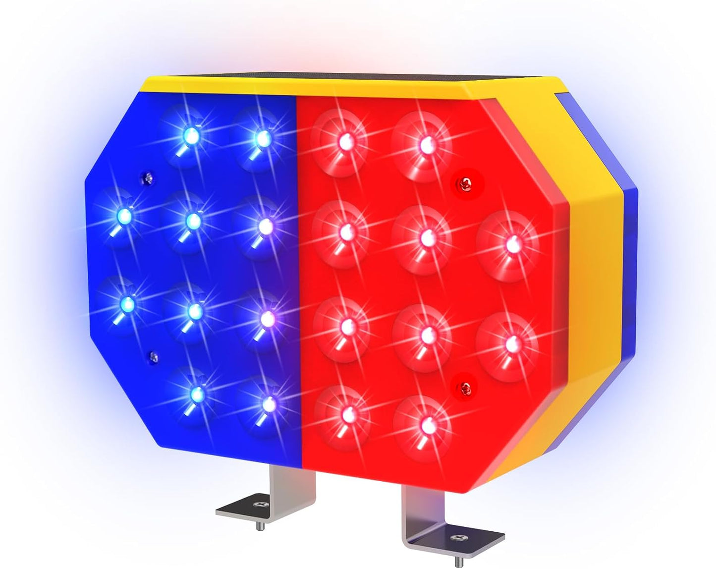Aolyty Solar Strobe Warning Light, IP65 Waterproof Solar Safety Light Red & Blue Light Flashing Bright Warning Lamp 2 Modes for Construction Site, Traffic, Dock, Stop Sign, Roadblock, Crossroad