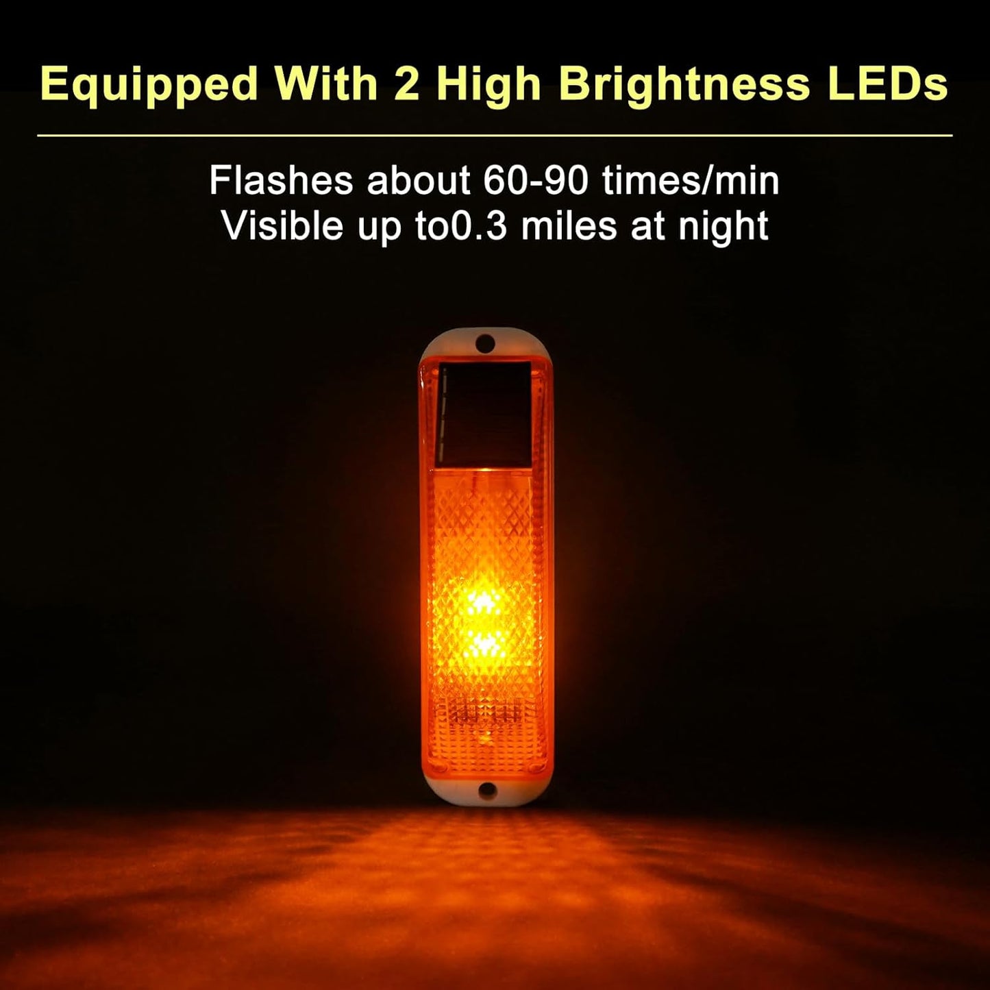 Aolyty Solar Warning Lights, Bright Solar Strobe Lamp Strong Magnetic Base, Waterproof LED Beacon Safety Light Outdoor 4 Pack for Vehicle, Construction Site, Barricade, Driveway, Dock (Yellow)