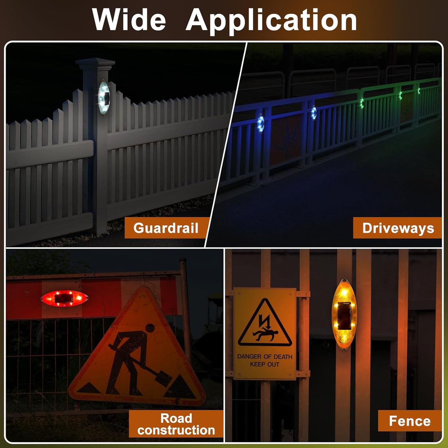 Aolyty Solar Strobe Warning Light Outdoor, Bright Solar Safety Flashing Light 4 Pack Road Signs IP54 Waterproof for Construction Site, Traffic, Dock, Marine, Stop Sign (Red)