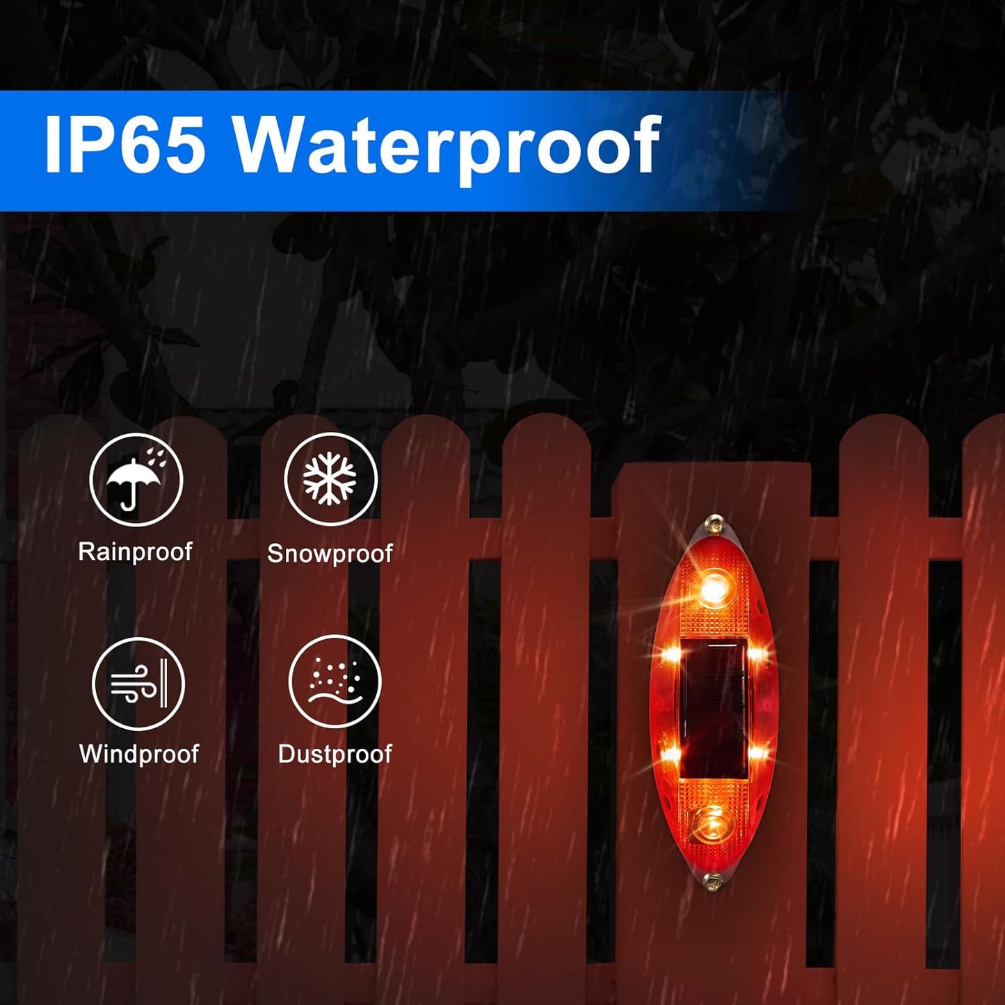 Aolyty Solar Strobe Warning Light Outdoor, Bright Solar Safety Flashing Light 4 Pack Road Signs IP54 Waterproof for Construction Site, Traffic, Dock, Marine, Stop Sign (Red)