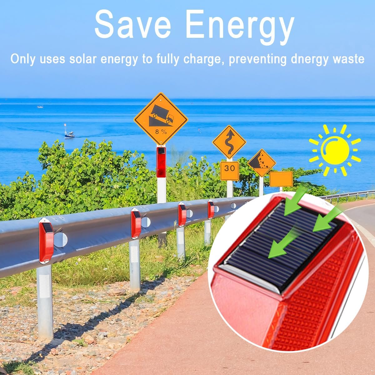 Aolyty Solar Strobe Warning Light LED Warning Lamp 4-Pack Super Bright IP54 Waterproof Light Control Flashing Beacon Barricade Construction Safety Road Signs Flash Traffic Lights (Yellow)