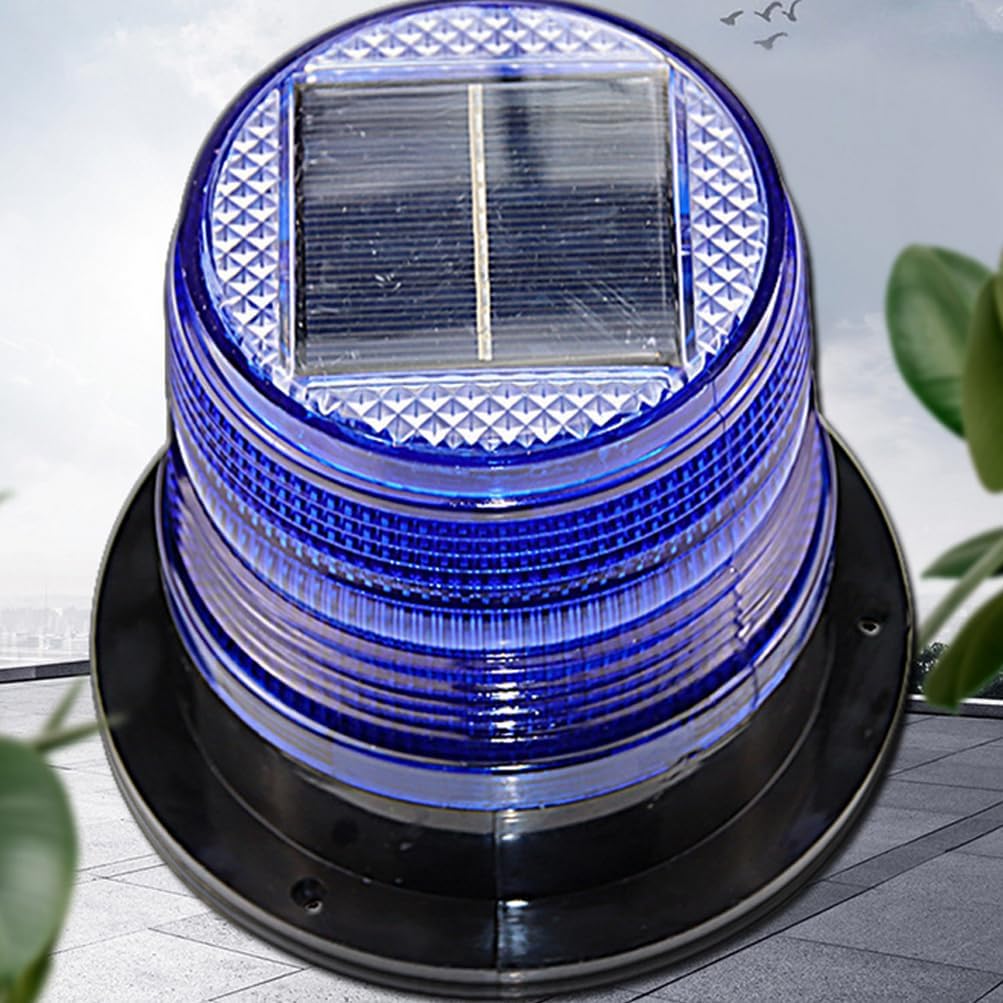 Aolyty Solar Strobe Warning Light with Strong Magnetic Base LED Warning Lamp Super Bright Solar Safety Flashing Light Waterproof for Construction, Traffic, Factory, Crane Tower, Dock (Red&Blue)