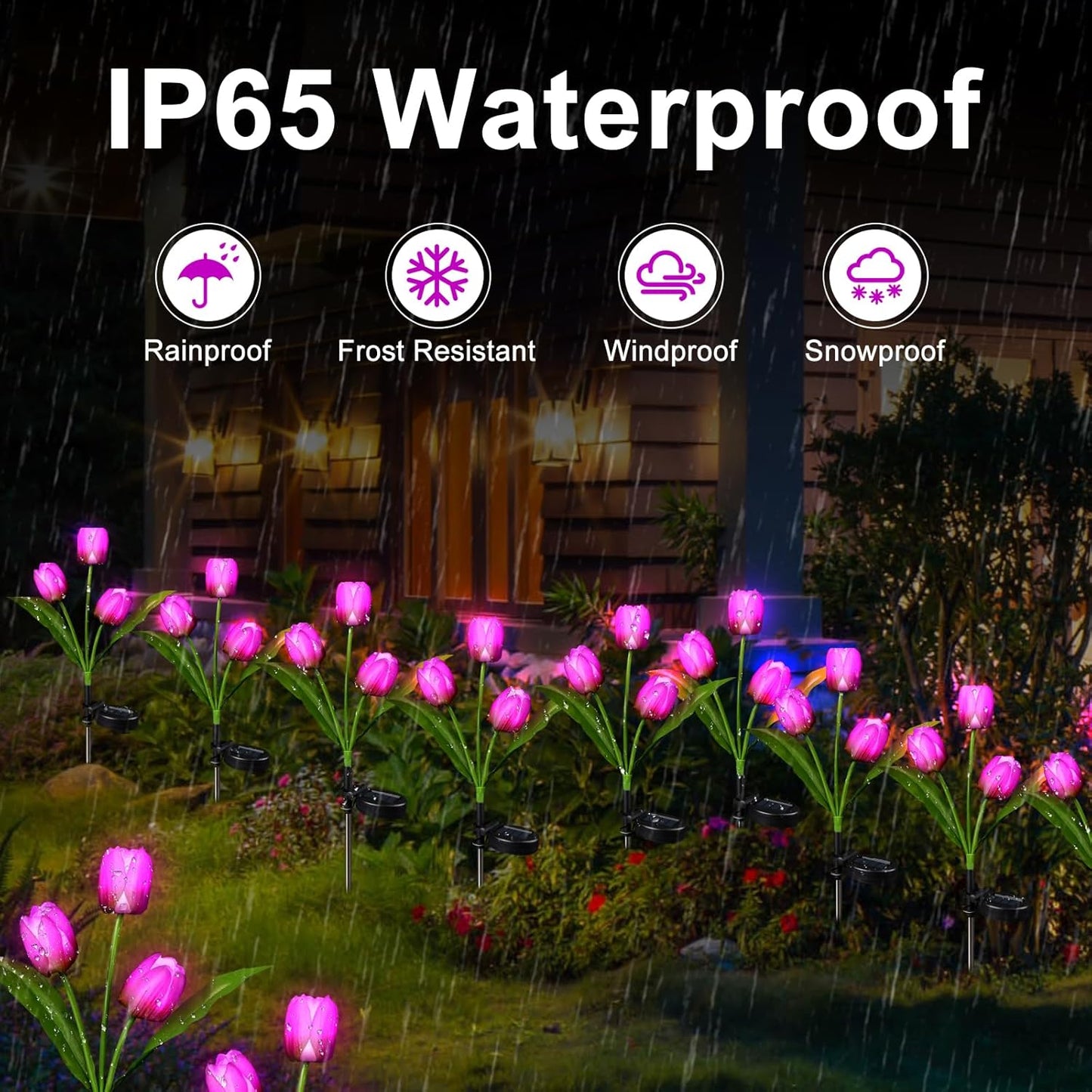 Aolyty Solar Flower Lights Outdoor, IP65 Waterproof Solar Tulip Lights LED Garden Stake Lights for Pathway Lawn Patio Yard Landscape Decorative