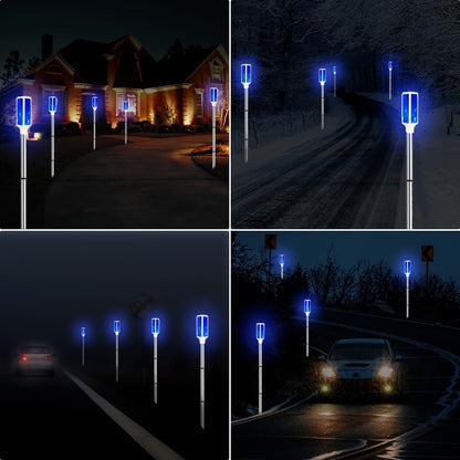 Aolyty Solar Lights Outdoor, Waterproof Driveway Markers Reflective, Warning Flash Light with 2 Lighting Modes, LED Solar Light 4 Pack for Parking Lots, Yard, Sidewalk, Stop Sign, 30 Inches