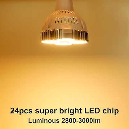 Aolyty 35w (75W Equivalent) PAR30 LED Bulb White 6000K 2800lm E26 Base25 Degree Beam Angle Track Spotlight with Fan AC 120v