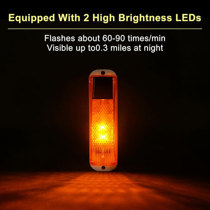 Aolyty Solar Warning Lights, Bright Solar Strobe Lamp Strong Magnetic Base, Waterproof LED Beacon Safety Light Outdoor 4 Pack for Vehicle, Construction Site, Barricade, Driveway, Dock (Yellow)