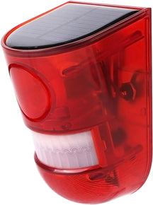 Aolyty Solar Motion Sensor Detector Siren Sound Alarm LED Warning Strobe Flashing Red Light Security Outdoor Waterproof Device Keep Animal Away for Home Warehouse Farm (Red Lampshade)