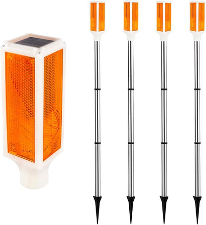 Aolyty Solar Lights Outdoor, Waterproof Driveway Markers Reflective, Warning Flash Light with 2 Lighting Modes, LED Solar Light 4 Pack for Parking Lots, Yard, Sidewalk, Stop Sign, 30 Inches