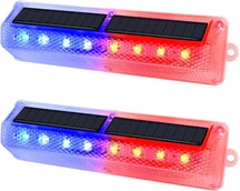 Aolyty Solar Warning Light, Bright Red and Blue Light Flashing Alternately Waterproof Emergency Caution Light for Construction Site, Dock, Guardrails, Driveway, Beacon (Red & Blue)