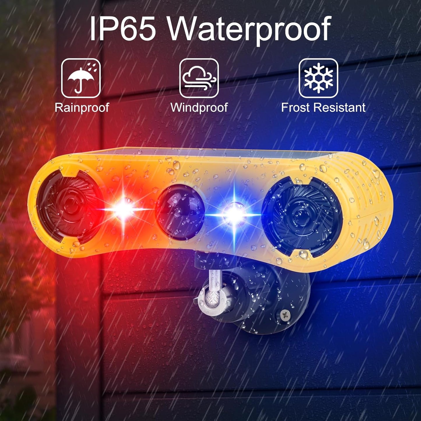 Aolyty Solar Motion Sensor Alarm Light, 129dB Loud Noise Maker Motion Detector, IP65 Waterproof 4 Work Modes 13 Sounds and Red/Blue Light Strobe for Farm, Orchard, Pasture, Home, Courtyard