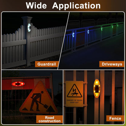 Aolyty Solar Strobe Warning Light Outdoor, Bright Solar Safety Flashing Light 4 Pack Road Signs IP54 Waterproof for Construction Site, Traffic, Dock, Marine, Stop Sign (Red)