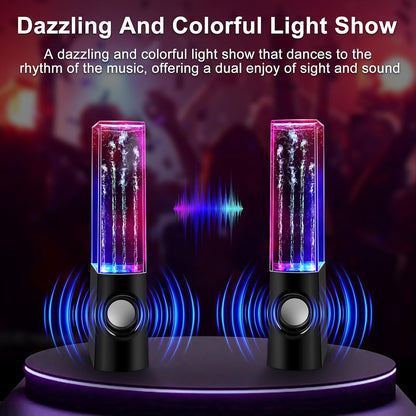 Aolyty Colorful LED Water Speaker with Dancing Fountain Light Show Sound for PC, MP3 Player, Laptops, Smartphone Black