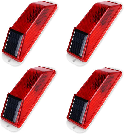 Aolyty Solar Warning Lights, Bright Solar Strobe Lamp Strong Magnetic Base, Waterproof LED Beacon Safety Light Outdoor 4 Pack for Vehicle, Construction Site, Barricade, Driveway, Dock (Yellow)