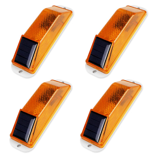 Aolyty Solar Warning Lights, Bright Solar Strobe Lamp Strong Magnetic Base, Waterproof LED Beacon Safety Light Outdoor 4 Pack for Vehicle, Construction Site, Barricade, Driveway, Dock (Yellow)