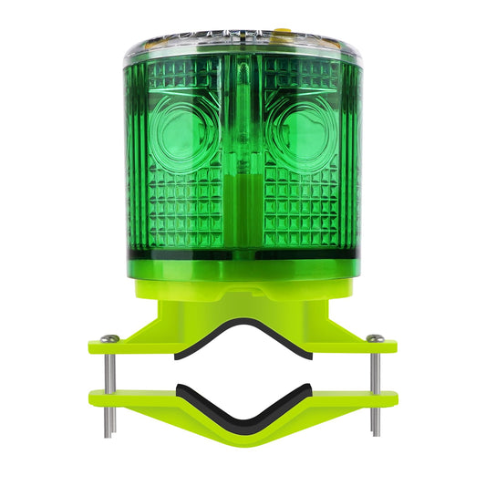 Aolyty Solar Strobe Warning Light IP54 Waterproof LED Flashing Safety Light Bright Warning Lamp Outdoor with Switch for Construction Traffic Dock Marine Beacon Road Signs (Green)