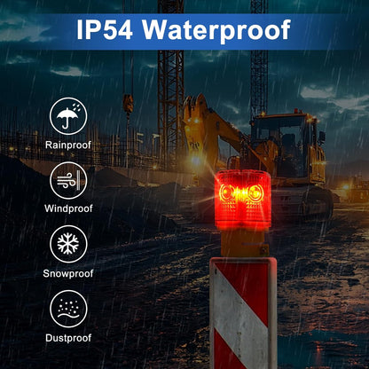 Aolyty Solar Strobe Warning Light 360 Degree Super Bright Waterproof IP54 for Construction Traffic Dock Marine Light Control Flashing (Red)