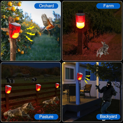 Aolyty Solar Motion Sensor Detector Siren Sound Alarm LED Warning Strobe Flashing Red Light Security Outdoor Waterproof Device Keep Animal Away for Home Warehouse Farm (Red Lampshade)